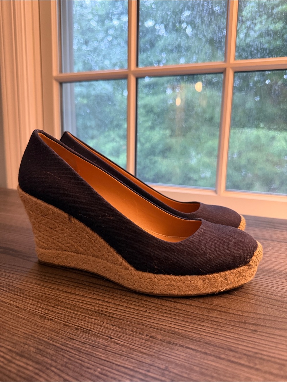 J. Crew Women's navy espadrille Canvas heels, size 7